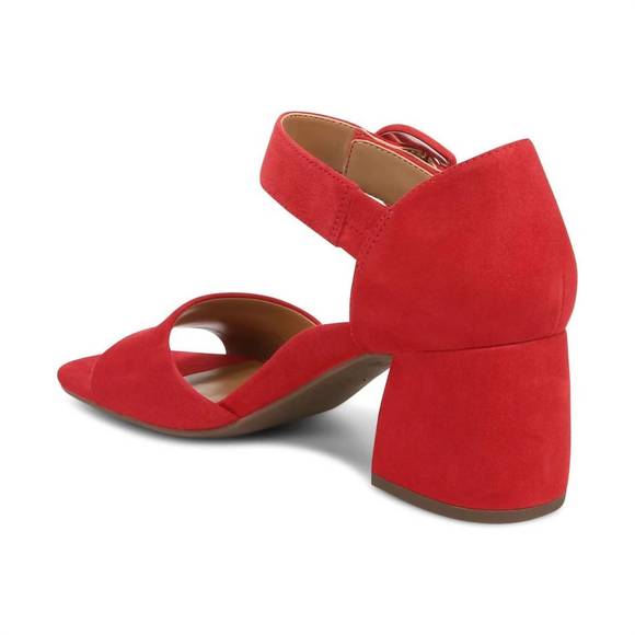 NEW VIONIC women's chardonnay hook and loop pump sandal in red suede leather - Picture 3 of 8